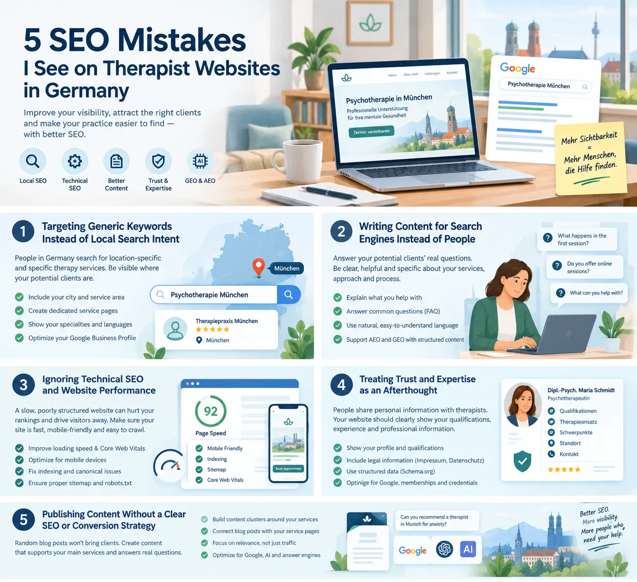 SEO mistakes on therapist websites in Germany