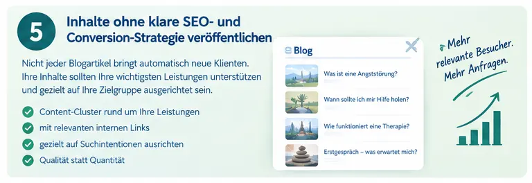 Inhalte veröffentlichen, ohne eine klare SEO- und Conversion-Strategie zu haben