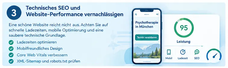 Technisches SEO und Website-Performance vernachlässigen