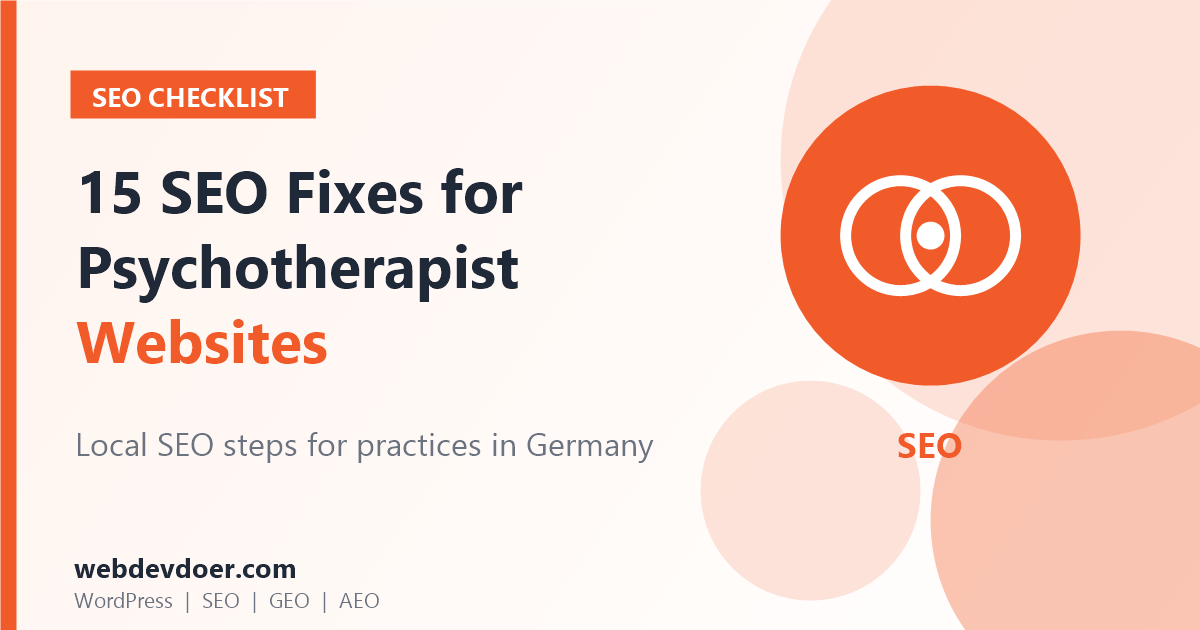 Psychotherapist SEO checklist: 15 fixes for practice websites in Germany
